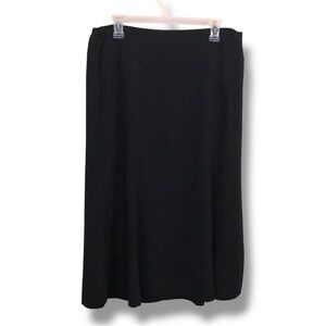 Vintage Size 12 Requirements Black Classic Skirt Elastic Waist Below The Knee